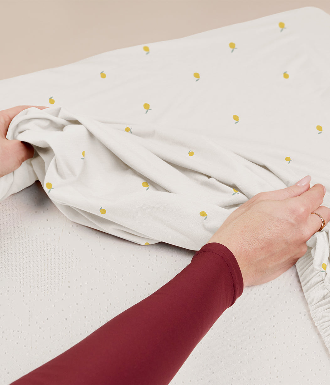 HushDry™ 2-in-1 Waterproof Fitted King Sheet Viscose from Bamboo Cream Lemons
