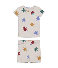 Kids Pyjama Set Short Sleeve Viscose from Bamboo Tan Party Pop