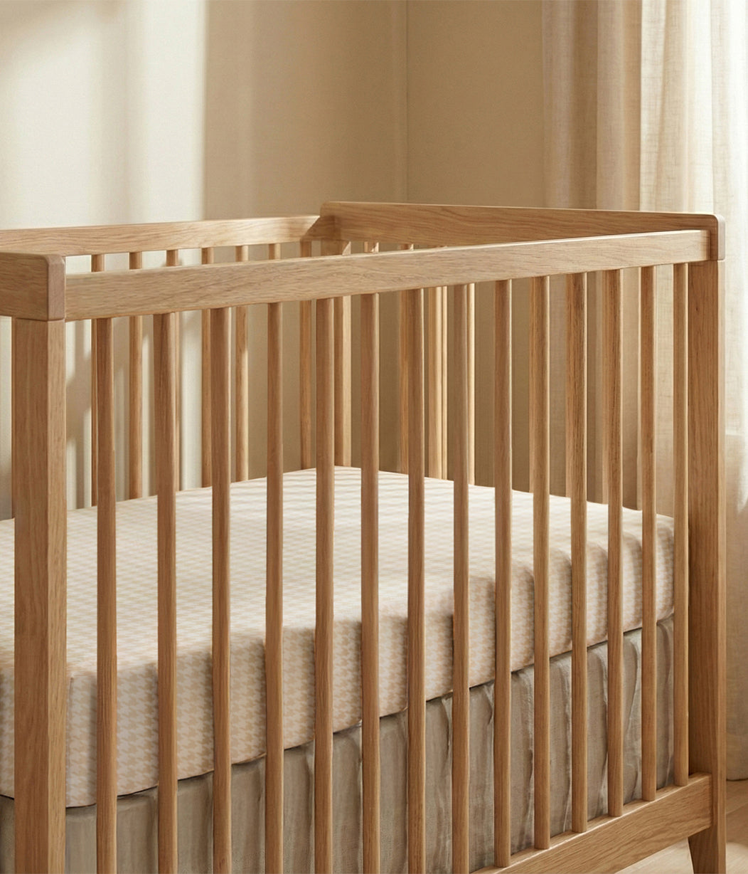 HushDry™ 2-in-1 Waterproof Fitted Cot Sheet Viscose from Bamboo Tan Houndstooth