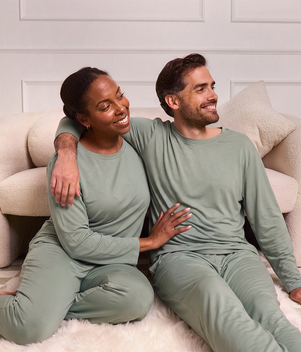 Adults Pyjama Set Long Sleeve Viscose from Bamboo Deep Olive