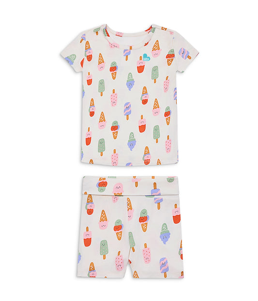 Kids Pyjama Set Short Sleeve Viscose from Bamboo Cream I Screams