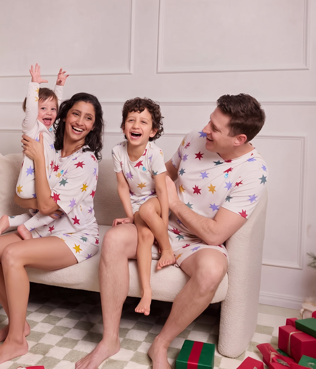Adults Pyjama Set Short Sleeve Viscose from Bamboo Tan Party Pop