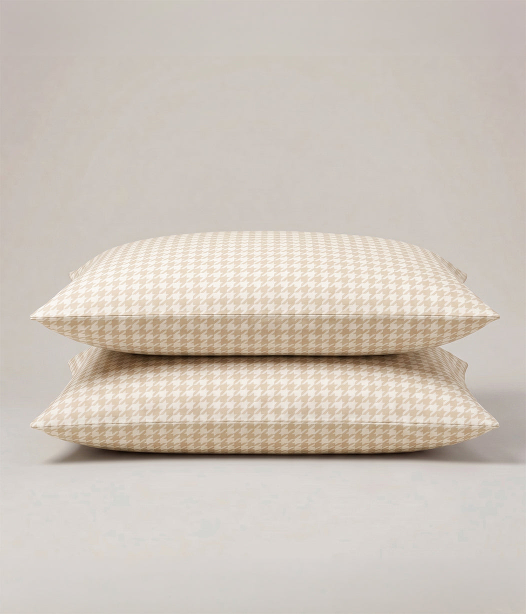 HushDry™ 2-in-1 Waterproof Standard Pillowcase Viscose from Bamboo Tan Houndstooth