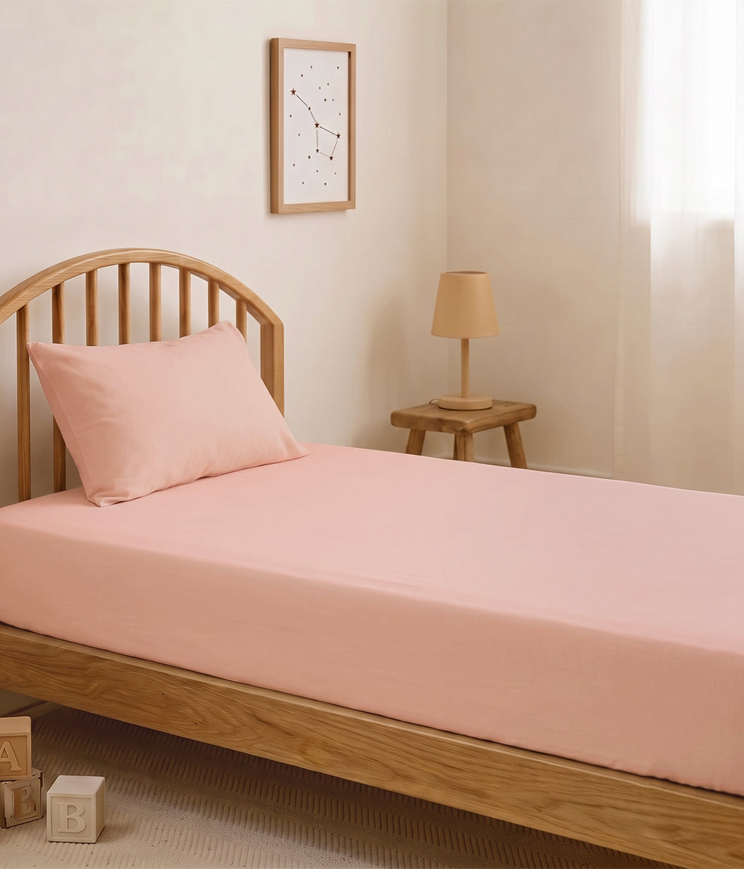 HushDry™ 2-in-1 Waterproof Fitted King Single Sheet Viscose from Bamboo Blush