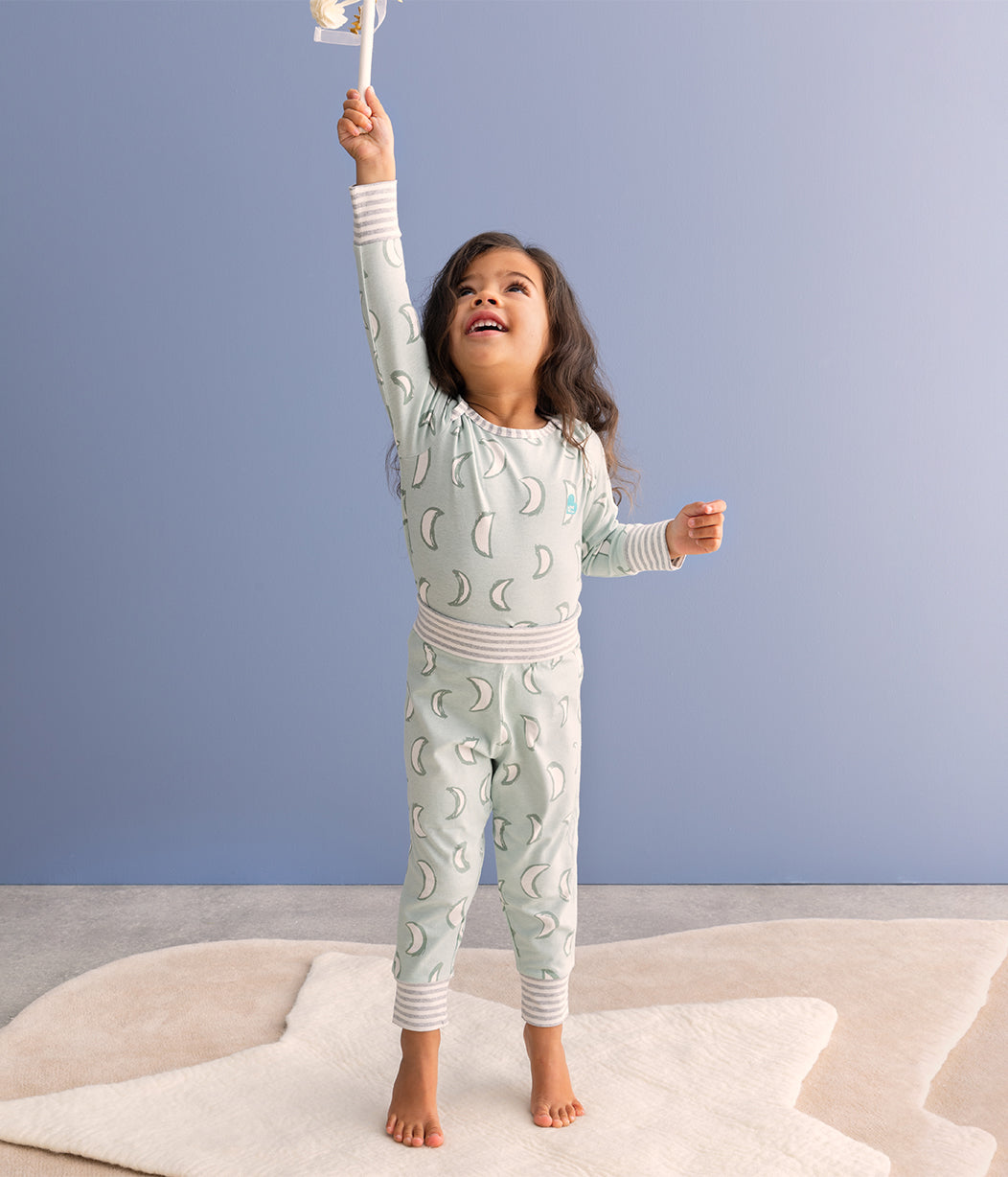 Kids Pyjama Set Long Sleeve Cotton Olive Eclipse