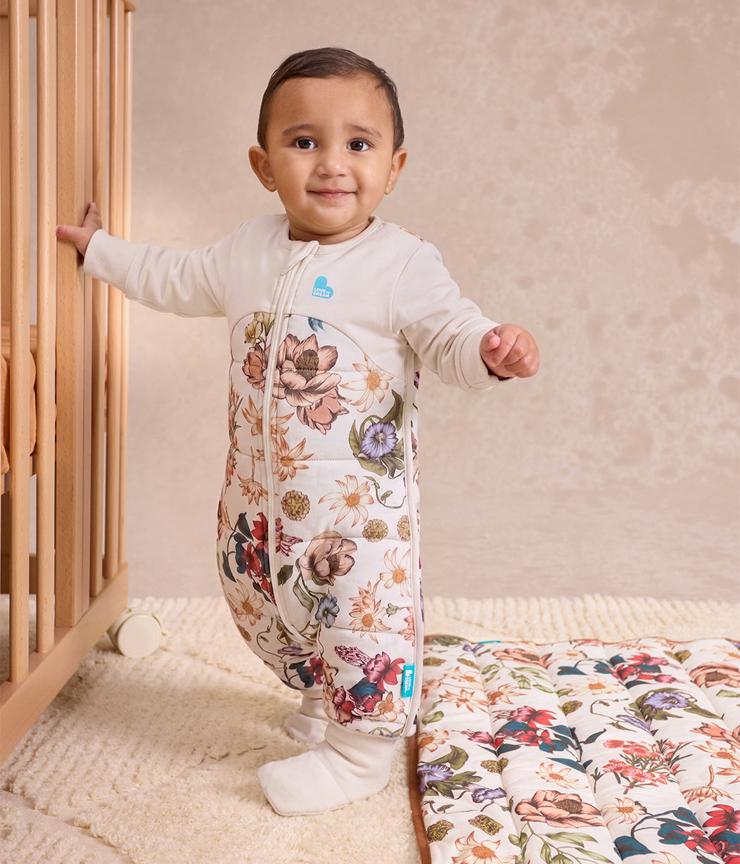 Sleep Suit Long Sleeve 2.5 TOG Quilted Cotton Cream Wandering Folk