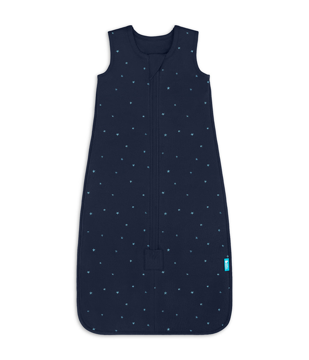 Sleep Bag Sleeveless 1.5 TOG Cotton Fleece Navy Twinkle Embroidery