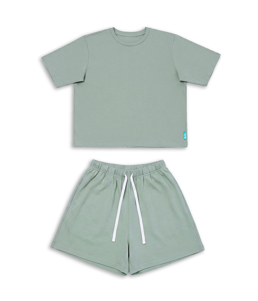 Adults Pyjama Set Short Sleeve Viscose from Bamboo Deep Olive