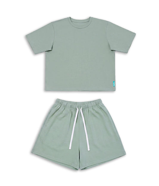 Adults Pyjama Set Short Sleeve Viscose from Bamboo Deep Olive
