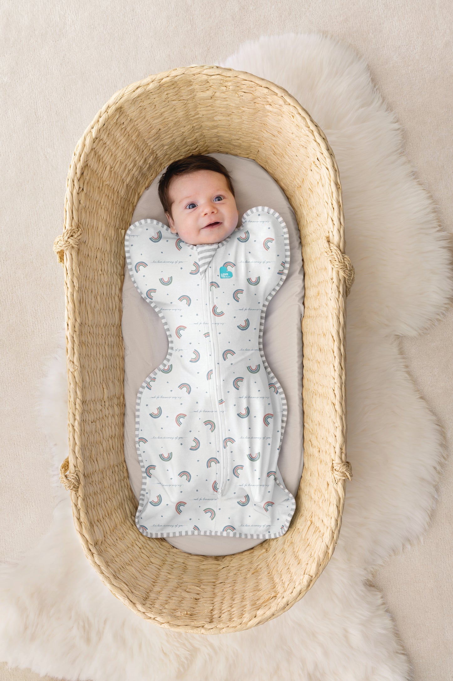 Swaddle Up™ 1.0 TOG (20-24°C) White Rainbow Dream Original Cotton