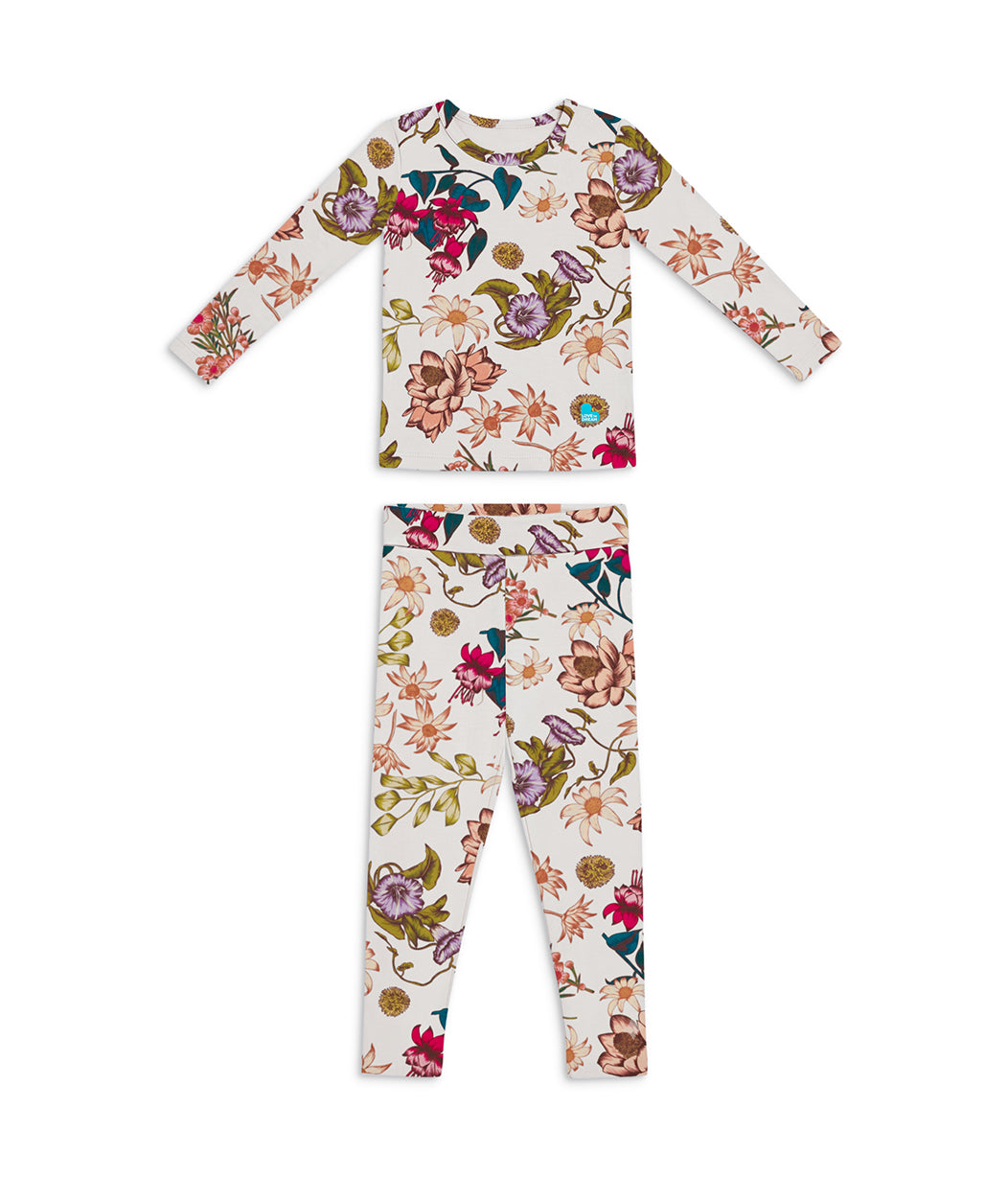 Kids Pyjama Set Long Sleeve Viscose from Bamboo Cream Wandering Folk