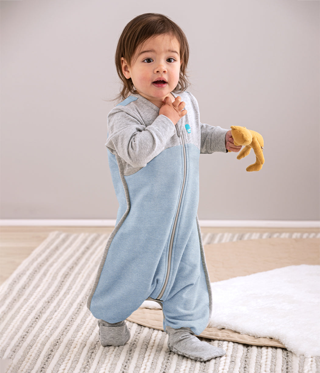 Sleep Suit Long Sleeve 1.0 TOG (20-24°C) Dusty Blue Organic Cotton Fleece