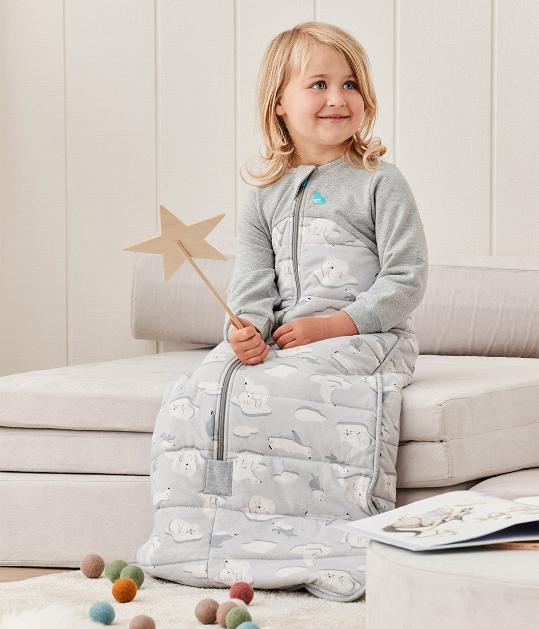 Sleep Bag 3.5 TOG (14-16°C) Grey South Pole Quilted Cotton