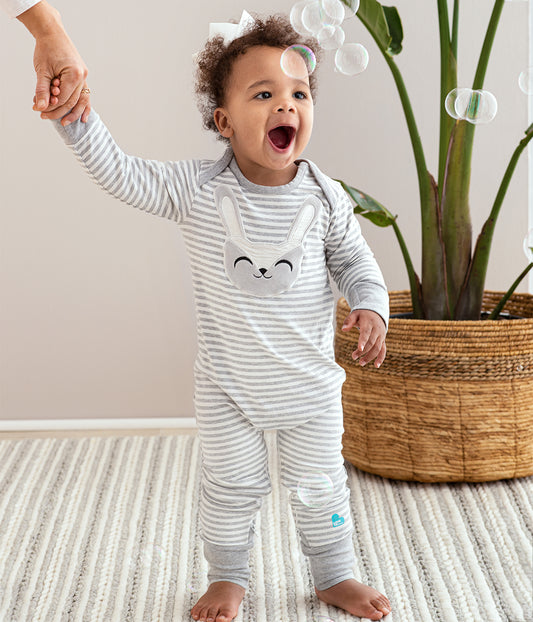 Self-Soothing Footless Romper Cotton Grey Stevie The Bunny™