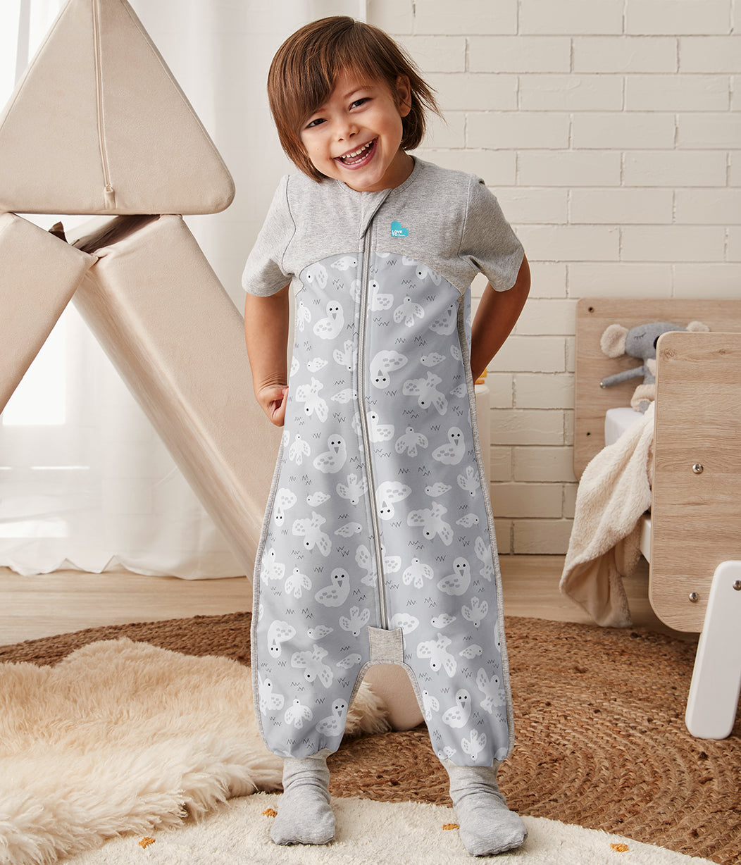 Sleep Suit Short Sleeve 1.0 TOG (20-24°C) Grey Doves Organic Cotton Fleece