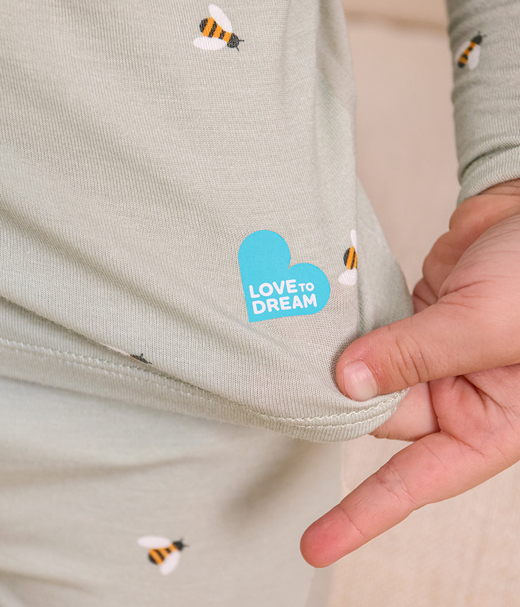 Kids Pyjama Set Long Sleeve Viscose from Bamboo Olive Bees