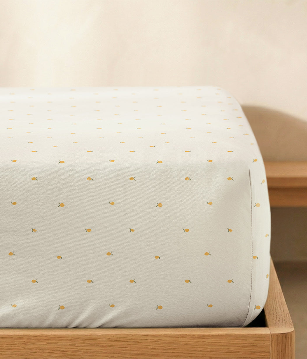 HushDry™ 2-in-1 Waterproof Fitted King Sheet Viscose from Bamboo Cream Lemons
