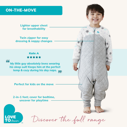 Sleep Suit Long Sleeve 2.5 TOG Cotton White Moonlight