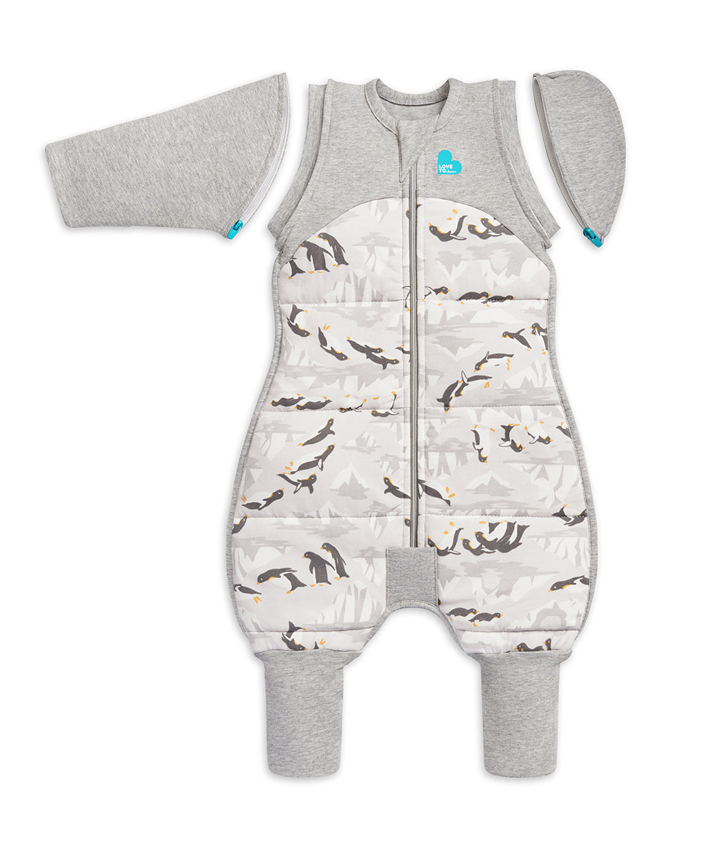 Swaddle Up™ Transition Suit 3.5 TOG (14-16°C) Grey Penguin Parade Quilted Cotton