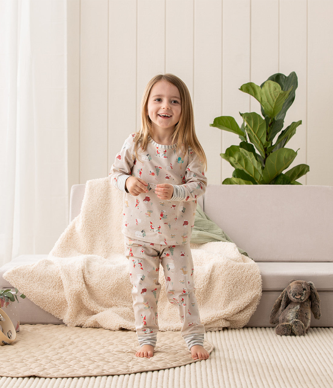 Kids Long Sleeve Pyjama Set Snow Party