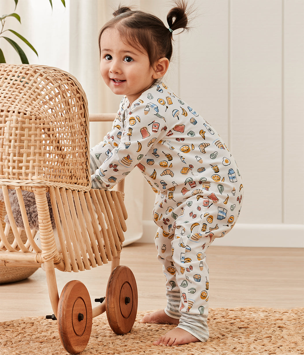 Footless Romper Breakfast White