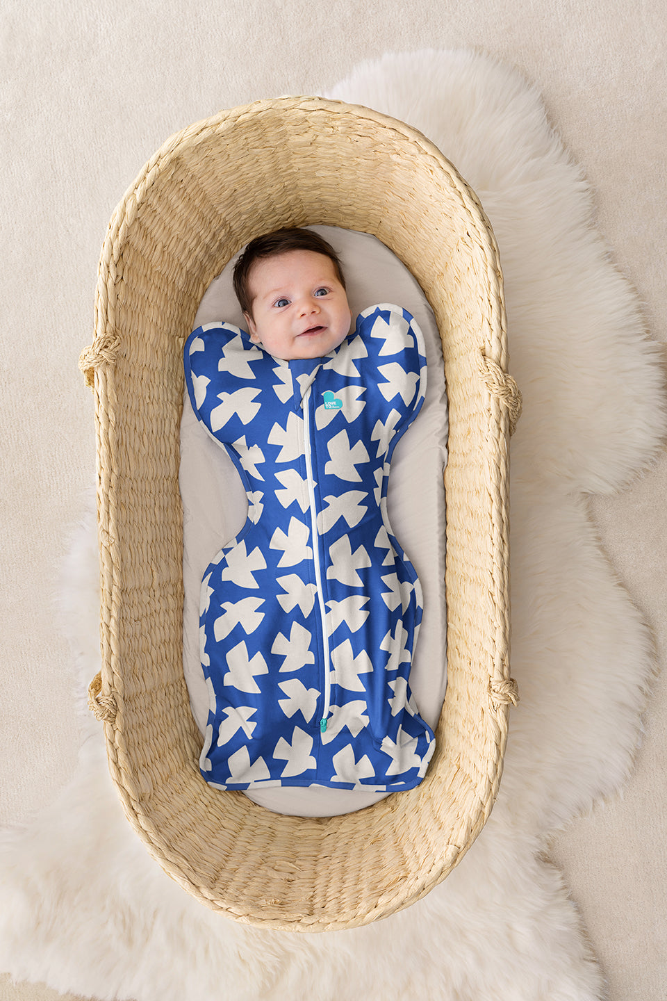 Swaddle Up™ 1.0 TOG (20-24°C) Cobalt Paperbirds Original Cotton