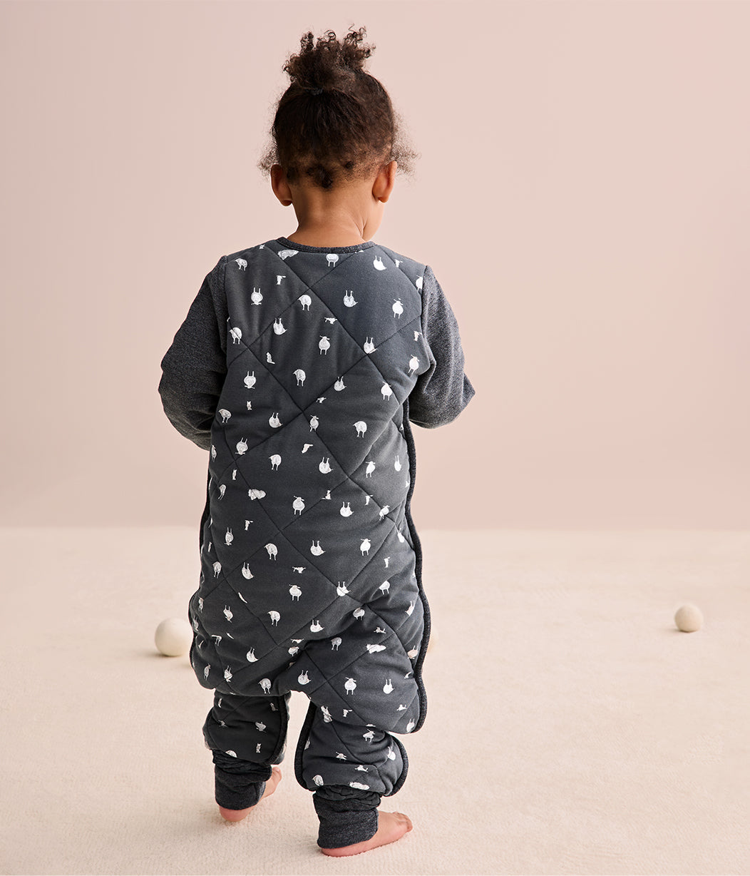 Sleep Suit 2.5 TOG (16-20°C) Charcoal Lamb's Best Friend Quilted Organic Cotton/Filling 30% Merino Wool