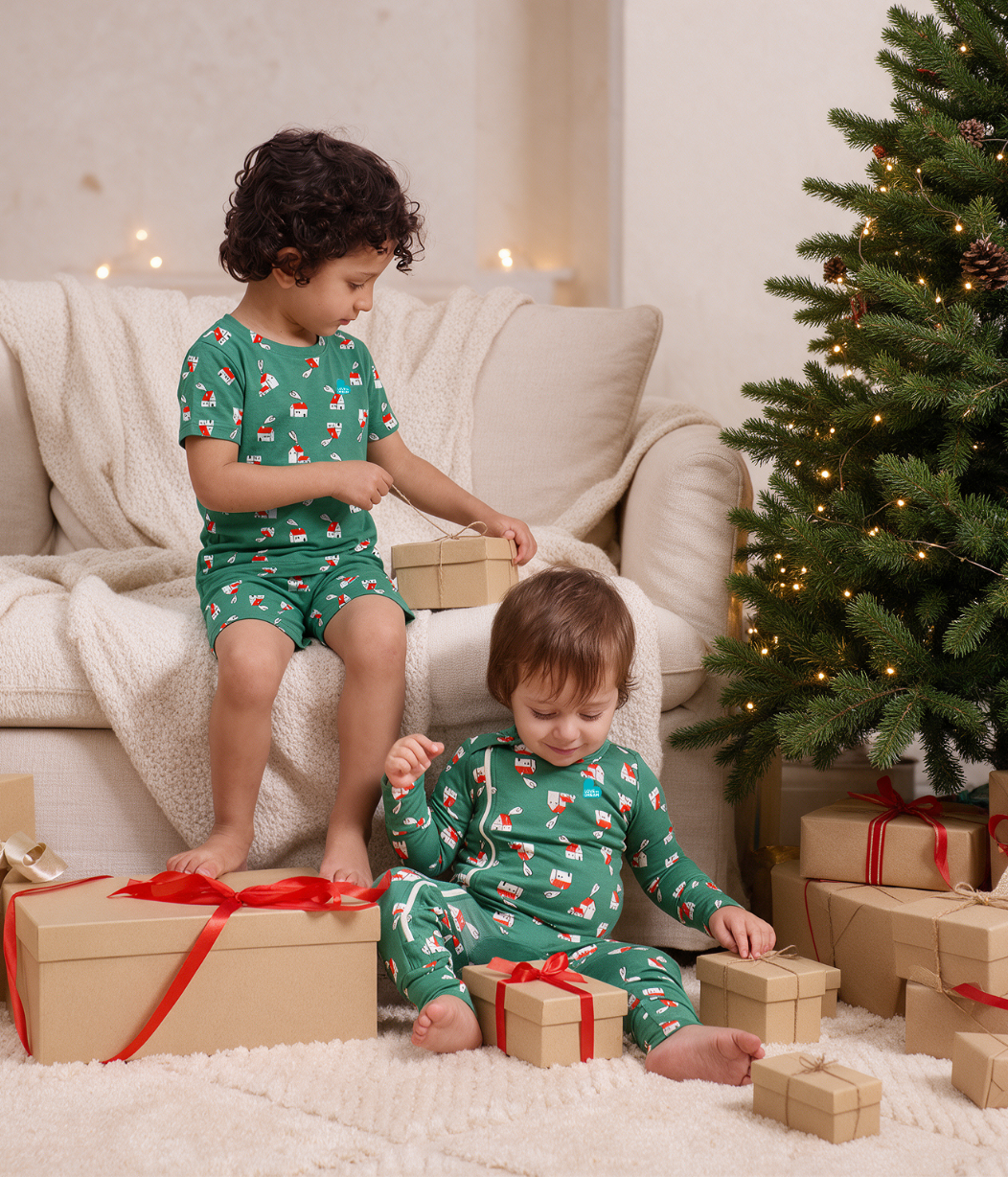 Kids Pyjama Set Short Sleeve Viscose from Bamboo Green Home Sweet Home