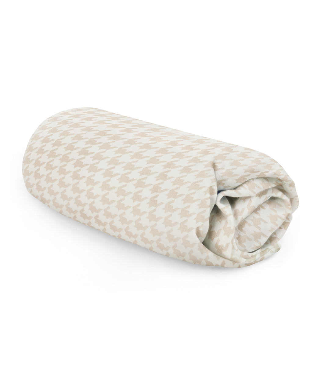 HushDry™ 2-in-1 Waterproof Fitted Side Sleeper Sheet Viscose from Bamboo Tan Houndstooth