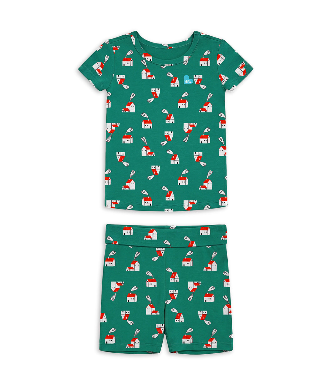 Kids Pyjama Set Short Sleeve Viscose from Bamboo Green Home Sweet Home