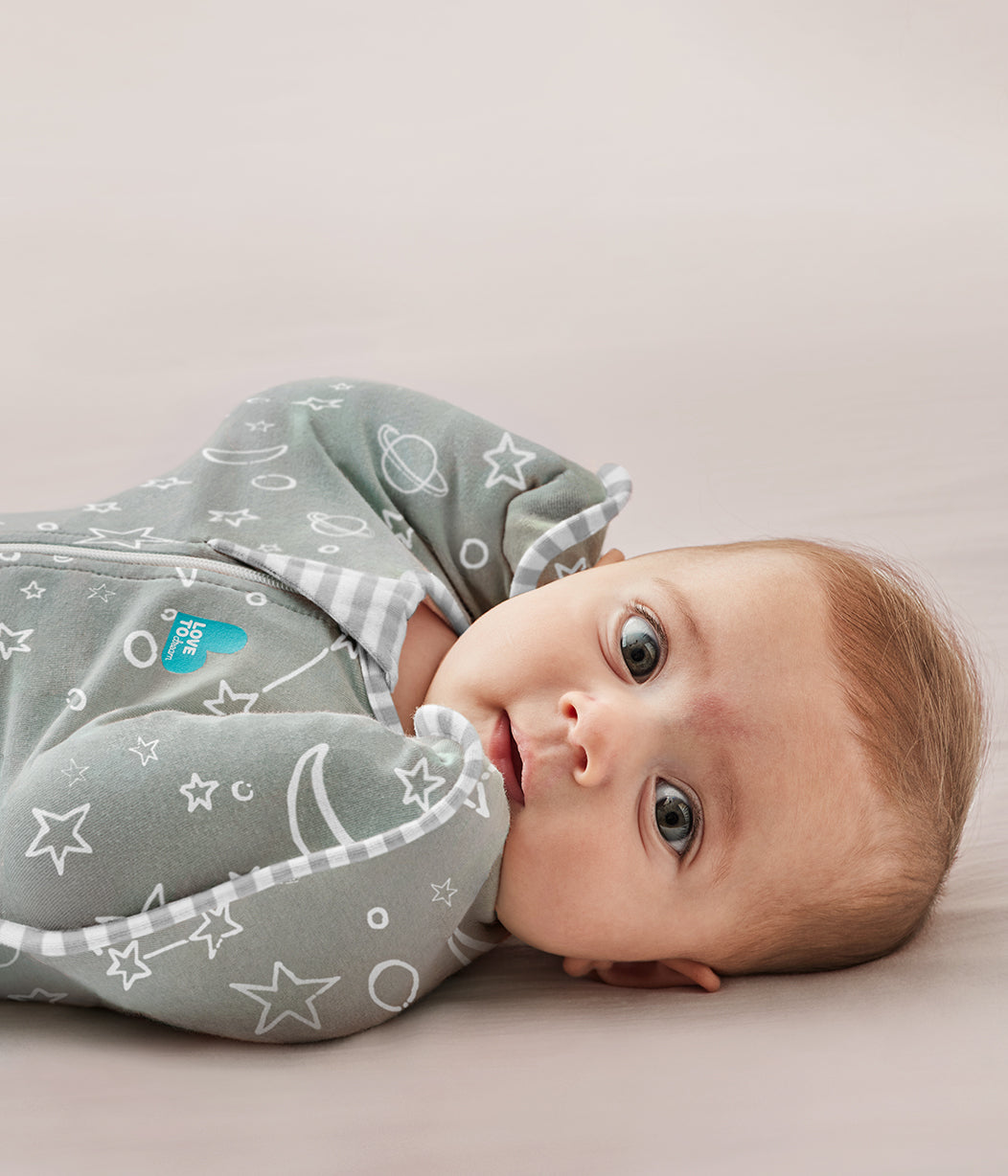 Swaddle Up™ 1.0 TOG (20-24°C) Olive Stars & Moon Viscose from Bamboo