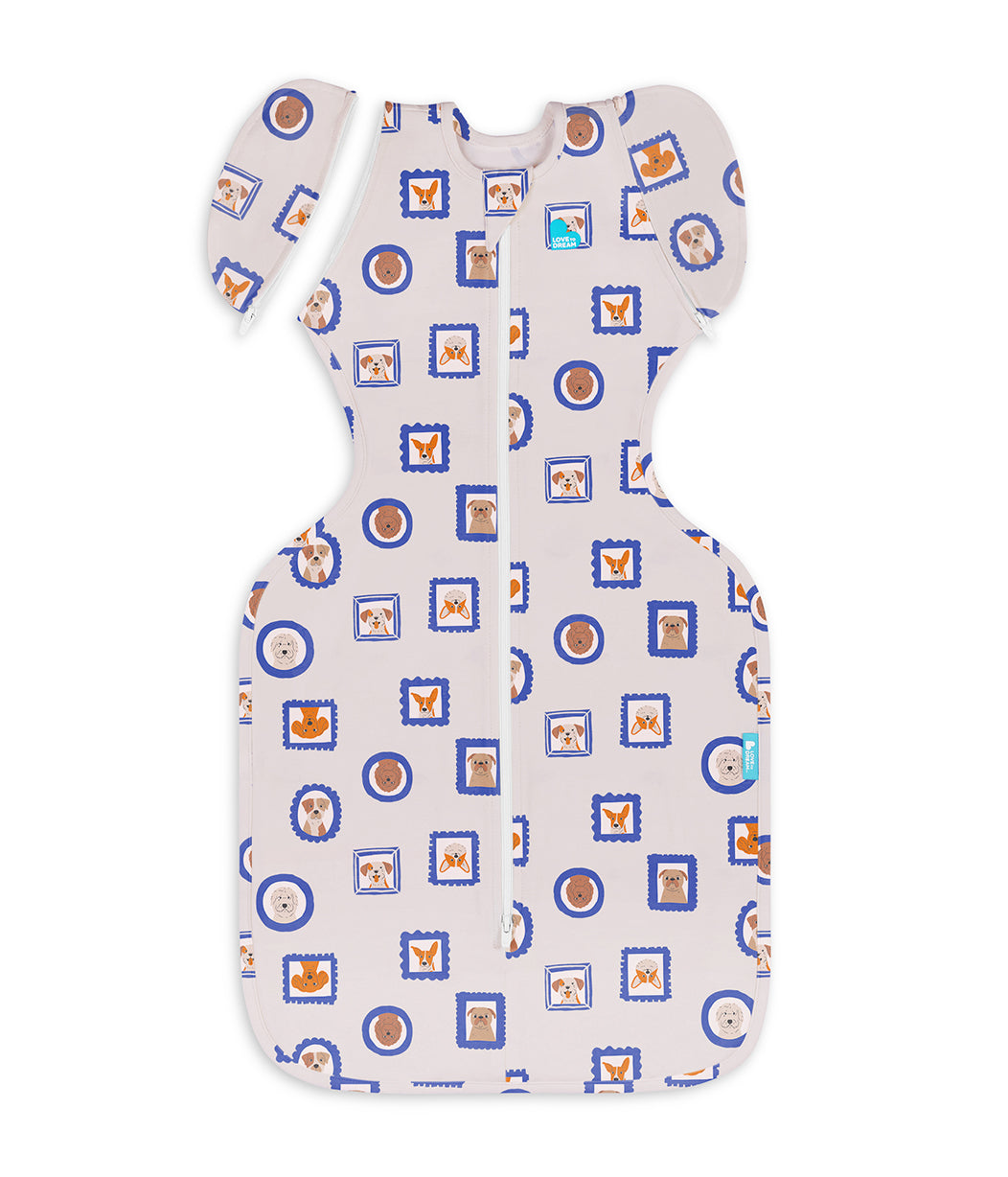 Swaddle Up™ 2-in-1 Transition Bag 1.0 TOG Original Cotton Tan Puppy Portrait