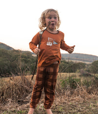 Kids Pyjama Set Long Sleeve Viscose from Bamboo Chocolate Wandering Folk
