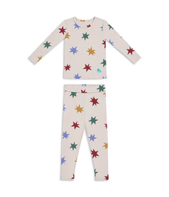 Kids Pyjama Set Long Sleeve Viscose from Bamboo Tan Party Pop