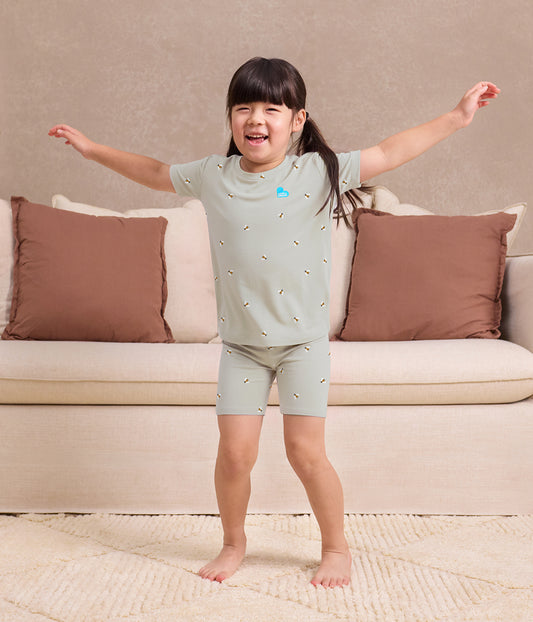 Kids Pyjama Set Short Sleeve Viscose from Bamboo Olive Bees