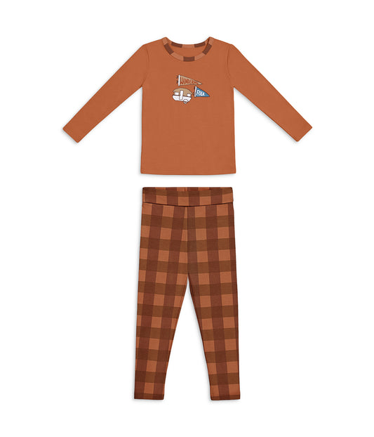 Kids Pyjama Set Long Sleeve Viscose from Bamboo Chocolate Wandering Folk