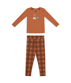 Kids Pyjama Set Long Sleeve Viscose from Bamboo Chocolate Wandering Folk