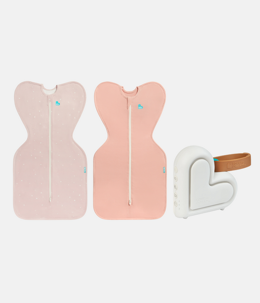 Sleep Machine Swaddle Up Starter Bundle | 1.0 TOG | Powder Pink Twinkle | Light Rose