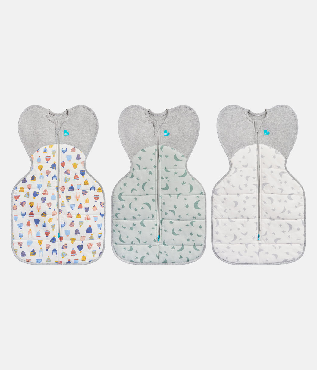 Swaddle Up Starter Bundle | 2.5 | 3.5 TOG | White Happy Hats | Olive Moonlight | White Moonlight