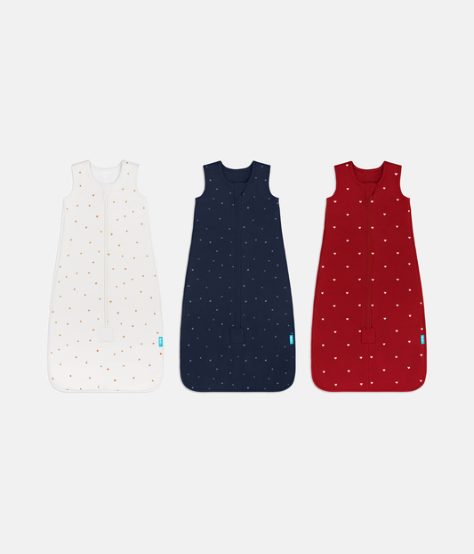 Sleep Bag Bundle | 1.5 TOG | Buff Twinkle | Navy Twinkle | Maroon Hearts