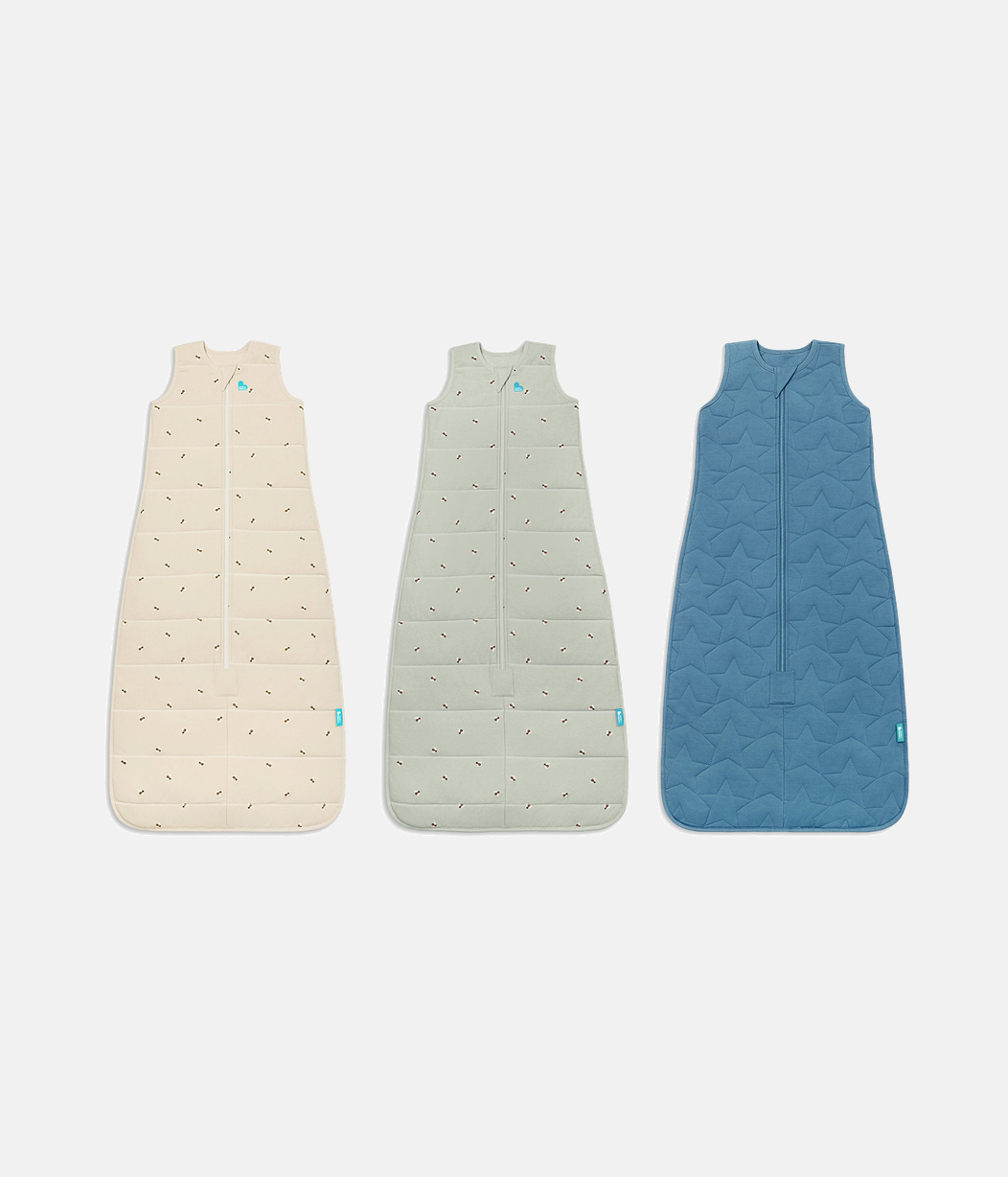 Sleep Bag Bundle | 2.5 TOG | Oatmeal Bees | Olive Bees | Storm Blue