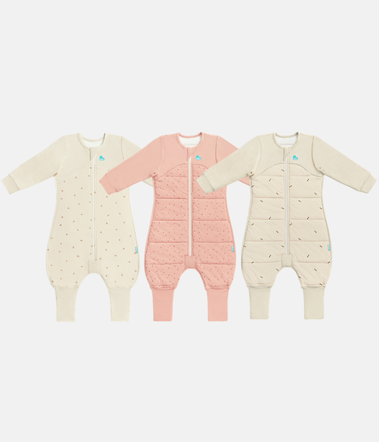 Sleep Suit Bundle | 1.5 | 2.5 TOG | Oatmeal Twigs | Rose Pebbles | Oatmeal Bees