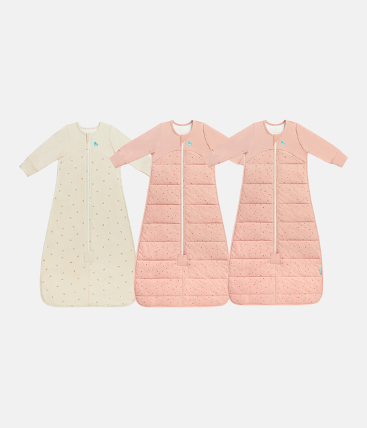 Sleep Bag Bundle | 1.5 | 2.5 TOG | Oatmeal Twigs | Rose Pebbles 2