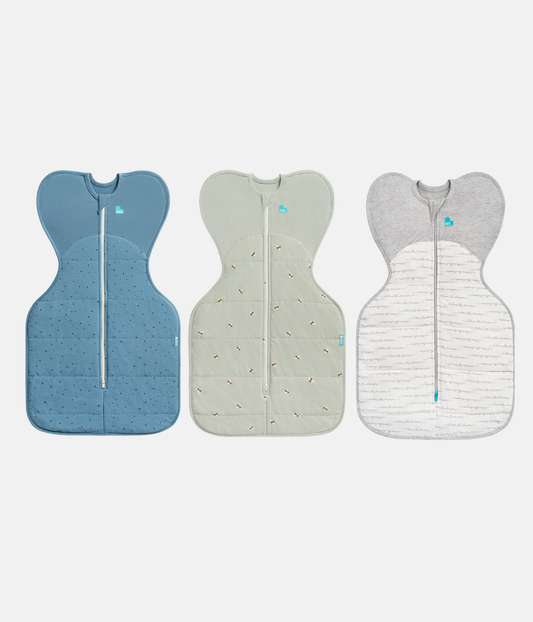 Swaddle Up Starter Bundle | 2.5 TOG | Blue Pebbles | Olive Bees | White Dreamer
