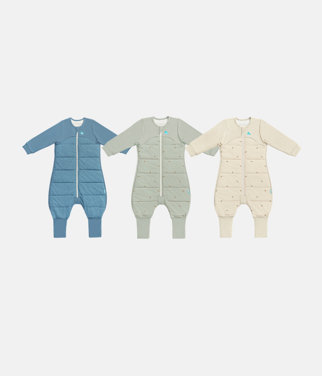 Sleep Suit Bundle | 2.5 TOG | Storm Blue Pebbles | Olive Bees | Oatmeal Bees