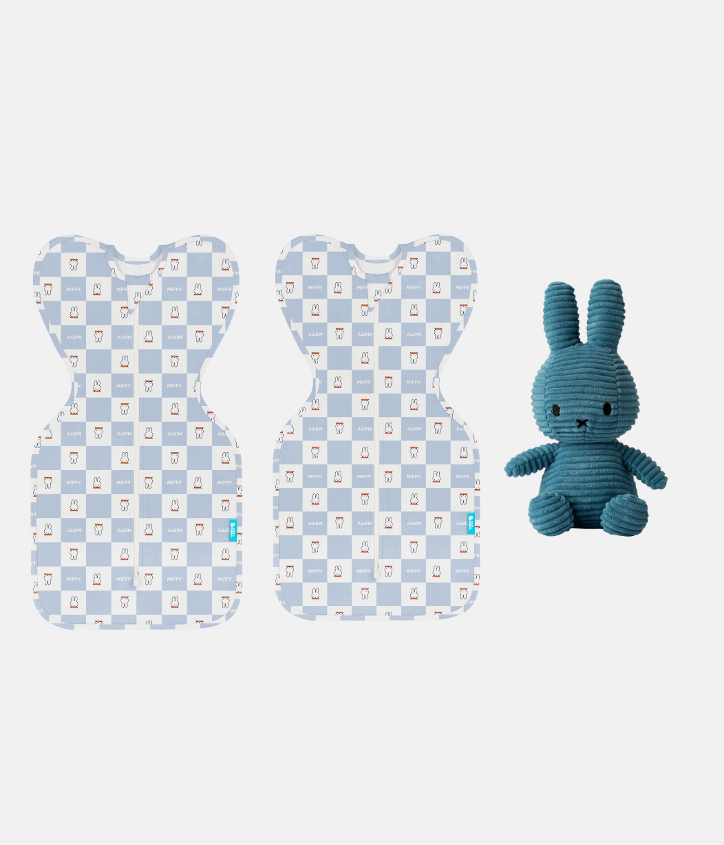 Miffy Swaddle Up Gift Bundle | 1.0 TOG | Blue Miffy Checker 2 | Toy Blue