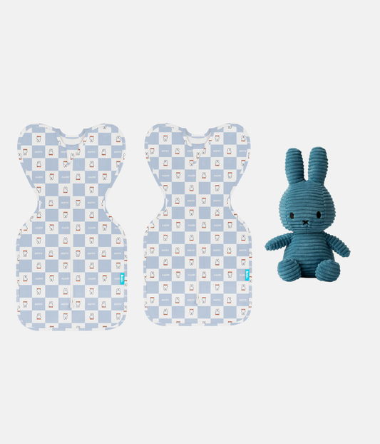 Miffy Swaddle Up Gift Bundle | 1.0 TOG | Blue Miffy Checker 2 | Toy Blue
