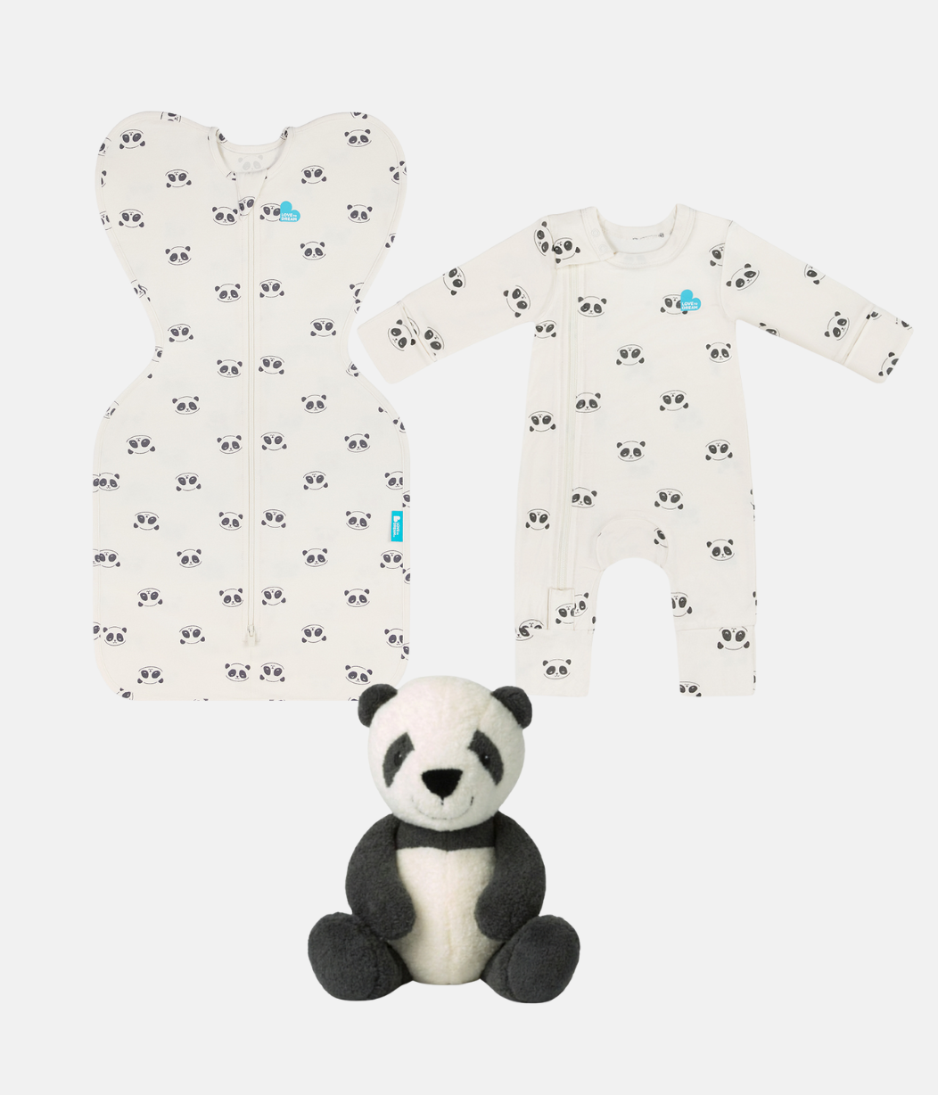 Newborn Gift Bundle | Toy | Swaddle | Romper | Panda