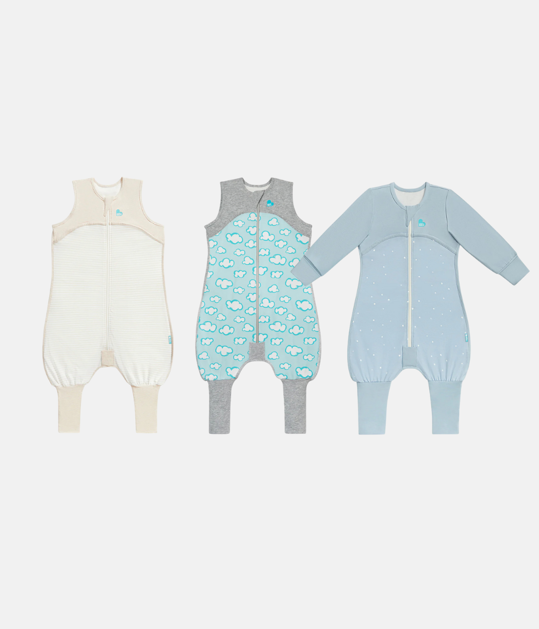Sleep Suit Bundle 0.2 | 1.0 TOG | Tan Breton Stripe | Turquoise Clouds | Powder Blue Twinkle