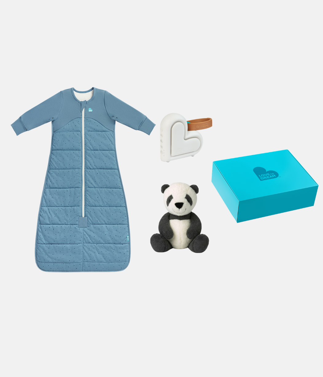 Toddler Gift Bundle | Sleep Bag 2.5 TOG | Sleep Machine | Plush Toy | Blue Pebbles with Box